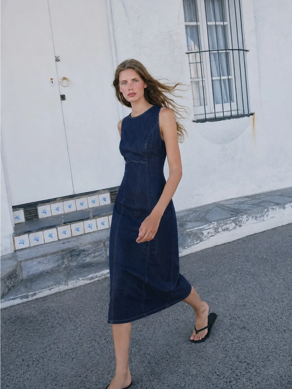 ZARA TRF DENIM MIDI DRESS
